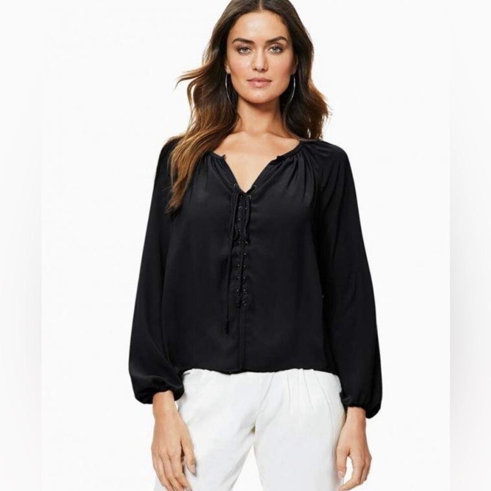Ramy Brook Black Snakeskin Print Blouse Top xs